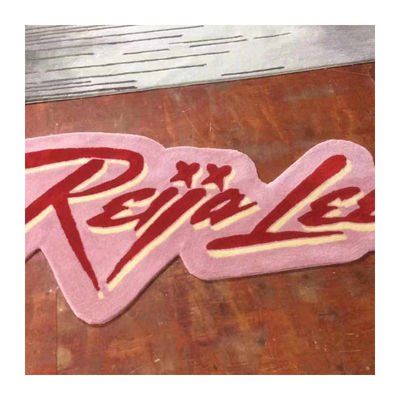 Handgemaakte logo tapijt mat tapijt met katoenen stof achtergrond en acryl oppervlak materiaal