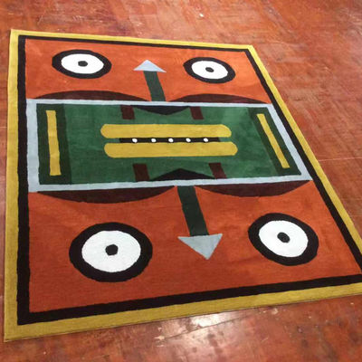 Handgemaakte logo tapijt mat tapijt met katoenen stof achtergrond en acryl oppervlak materiaal