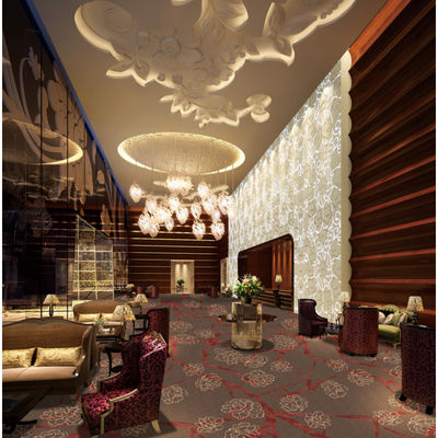 Brandwerend goudblauw wol tapijt voor banketkamer trouwzaal theater hotel theater